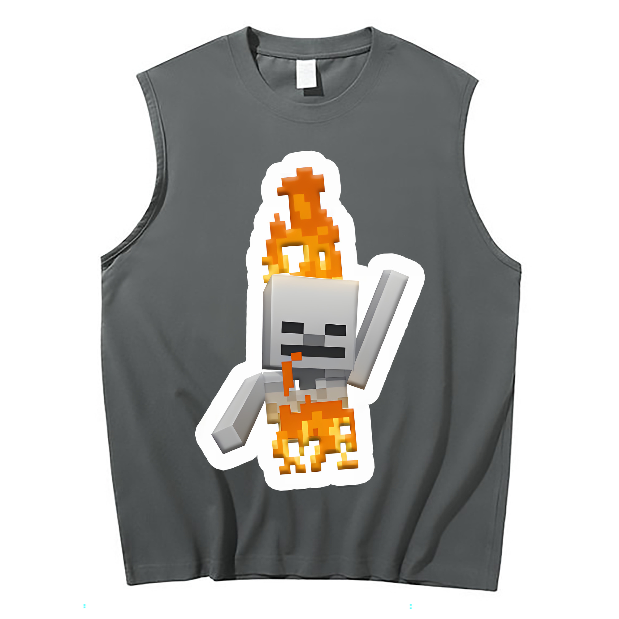 （画像用） マインクラフト ブロックの世界 Minecraft MC Block world コットン100％タンクトップ（フロントプリント）